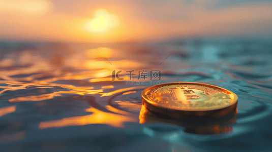 漂浮素材背景图片_水面硬币漂浮合成创意素材背景