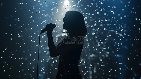 女歌手唱歌喝彩合成创意素材背景