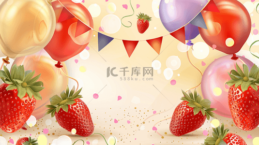 草莓水果装饰边框背景