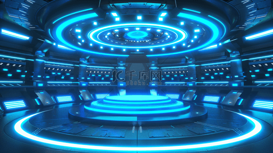 光科技电商背景图片_蓝色科技感电商展台背景