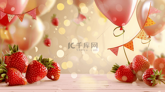 水果装饰背景图片_草莓水果装饰边框背景