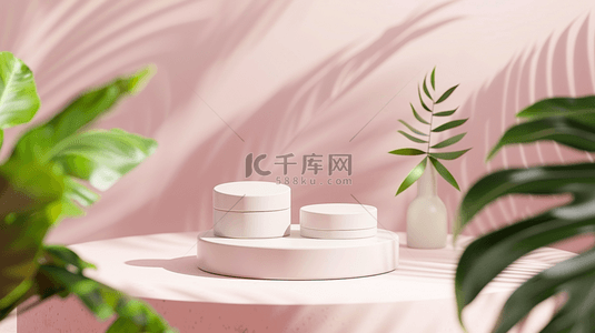 家具创意背景图片_展台粉色家具合成创意素材背景