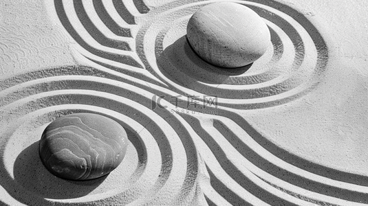 创意黑白背景背景图片_黑白沙滩鹅卵石合成创意素材背景