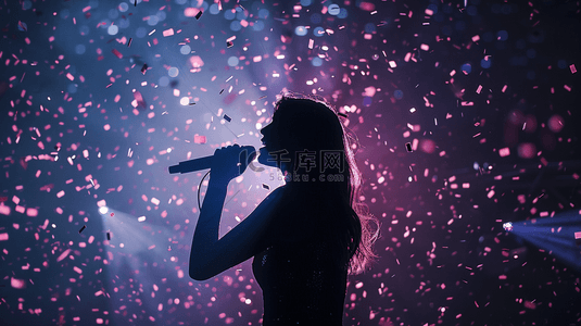 摇滚女歌手背景图片_女歌手唱歌喝彩合成创意素材背景