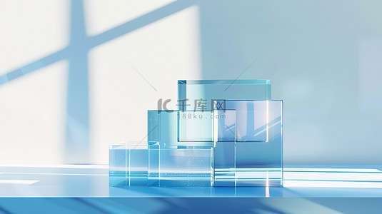 三维图形背景图片_科幻玻璃几何三维图形设计图