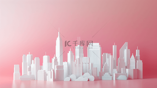 白色折纸背景图片_白色折纸城市建筑背景