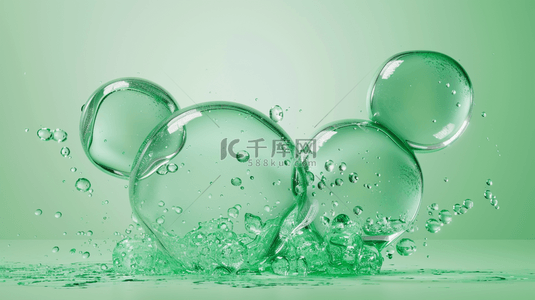 绿色水背景图片_绿色简约气泡水泡纹理简约背景
