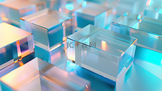 三维几何背景图片_科幻玻璃几何三维图形素材