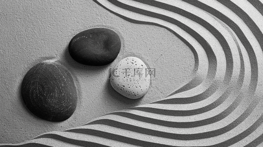 黑白沙滩鹅卵石合成创意素材背景