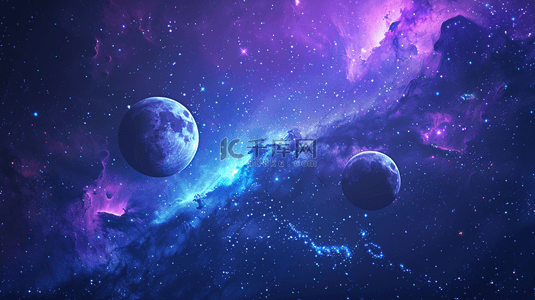 梦幻卡通星空背景图片_绘画夜晚星空星球行星梦幻卡通的背景