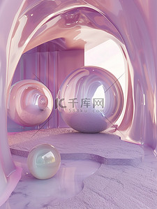 建筑背景紫色背景图片_浅紫色3D空间建筑背景