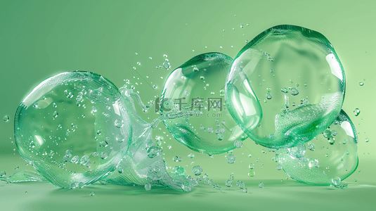 绿色简约气泡水泡纹理简约背景