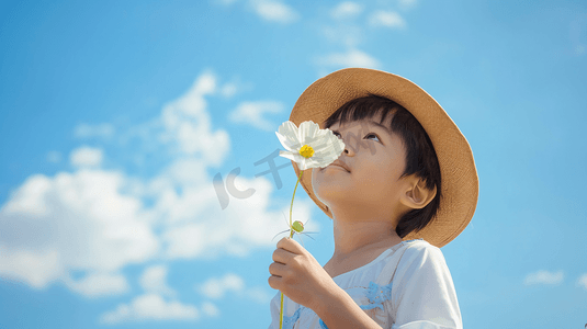 人像摄影照片_拿着鲜花的儿童摄影14