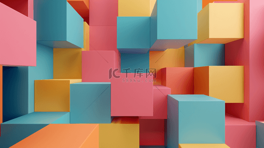 方块堆叠空间合成创意素材背景