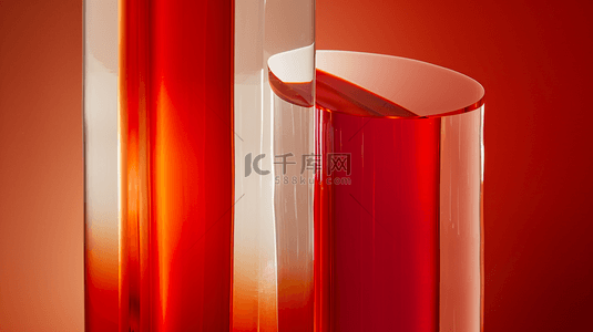 红色玻璃抽象合成创意素材背景