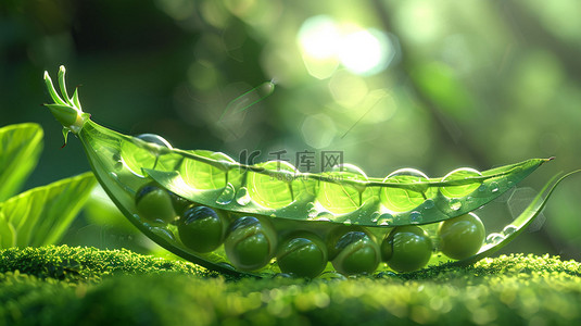 绿色写实背景图片_豌豆绿色水珠合成创意素材背景
