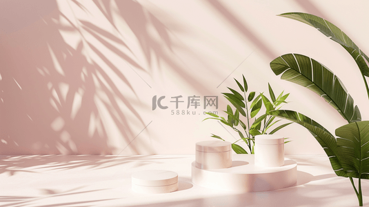 展台粉色家具合成创意素材背景