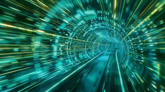 蓝绿色科技感背景图片_蓝绿色未来科技虚拟隧道背景