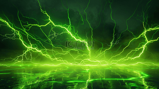 纯黑和闪电背景图片_绿色闪电纹理质感简约背景