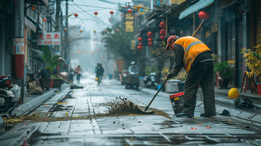 清扫马路的环卫工人2