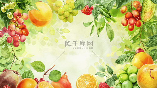 水果装饰背景图片_彩色夏季水果装饰边框背景