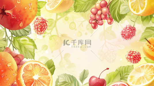 水果边框背景图片_彩色夏季水果装饰边框背景