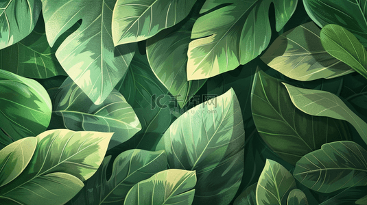 夏季绿色植物叶片装饰背景