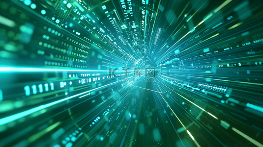 未来虚拟背景图片_蓝绿色未来科技虚拟隧道背景