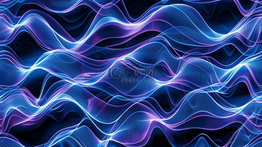 紫色商务科技感起伏曲线粒子纹理背景
