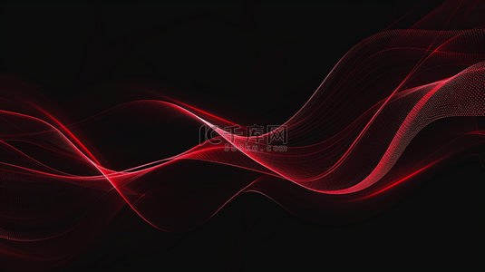 红色波纹背景图片_抽象的黑色背景上有红色波浪背景