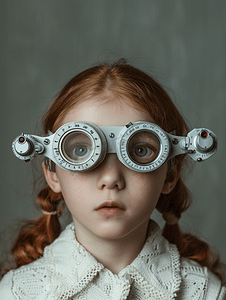 接受检测的人摄影照片_接受视力检测的小女孩