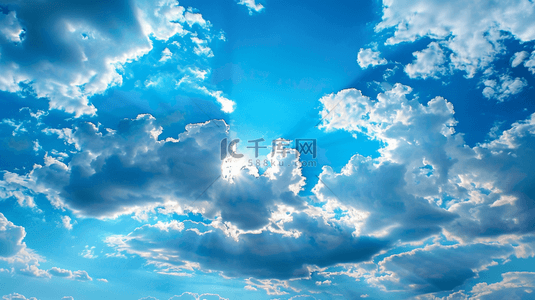 蓝色白云太阳阳光风格的背景
