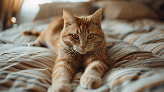 趴在床上的可爱猫咪2