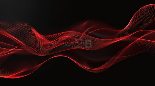 抽象的黑色背景上有红色波浪背景