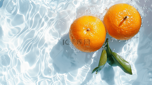 水素材背景图片_橘子水波光合成创意素材背景