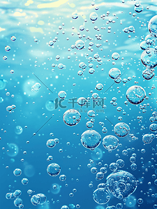 蓝色深海泡沫水珠气泡的背景