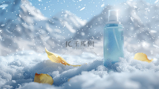 雪花喷雾背景图片_白色场景化妆品喷雾的背景