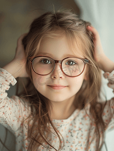 戴眼镜的女孩摄影照片_戴眼镜的小女孩
