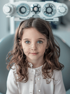 接受检测的人摄影照片_接受视力检测的小女孩