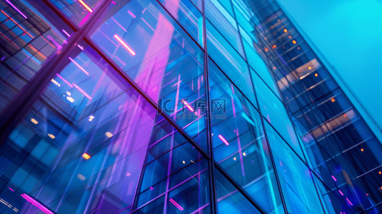 走廊未来商务背景图片_蓝色和粉色办公楼通道背景