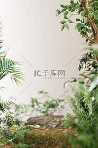 青城山摄影背景图片_夏季夏天植物绿色3D立体背景仿摄影展台