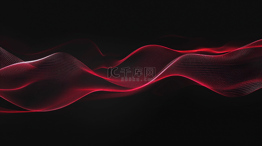 抽象的黑色背景上有红色波浪背景