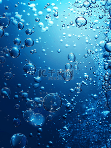 蓝色深海背景图片_蓝色深海泡沫水珠气泡的背景