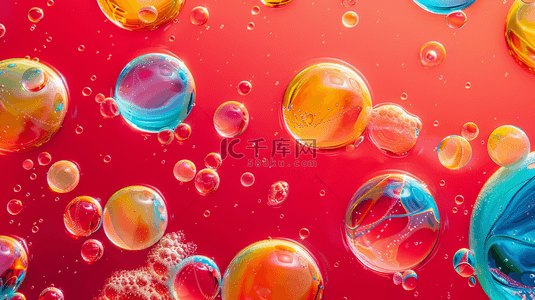 圆形气泡背景图片_红色场景晶莹泡沫气泡的背景