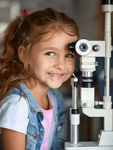 眼科诊断摄影照片_儿童的眼科诊断