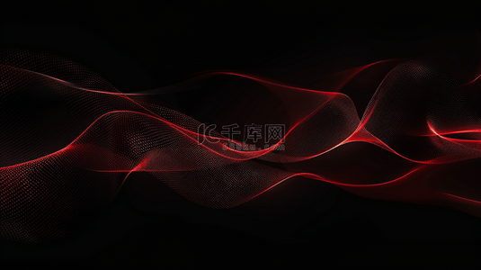 红色波浪背景图片_抽象的黑色背景上有红色波浪背景