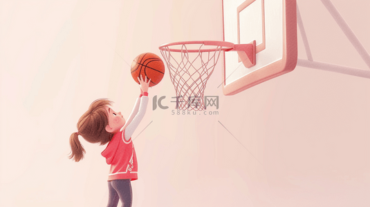 一个练习投篮的女孩背景