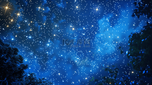 夜晚蓝色星空下星光闪烁的背景