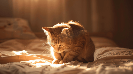 床上的可爱猫咪摄影7