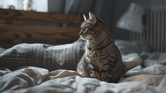 床上的可爱猫咪摄影5